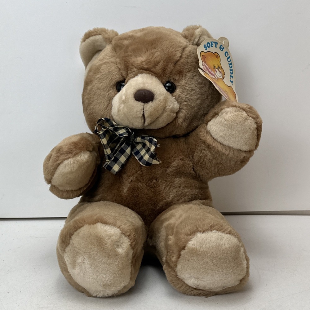 Vintage Cuddle Wit Brown Beige Teddy Bear Stuffed Animal Plush Toy with Tag 1991